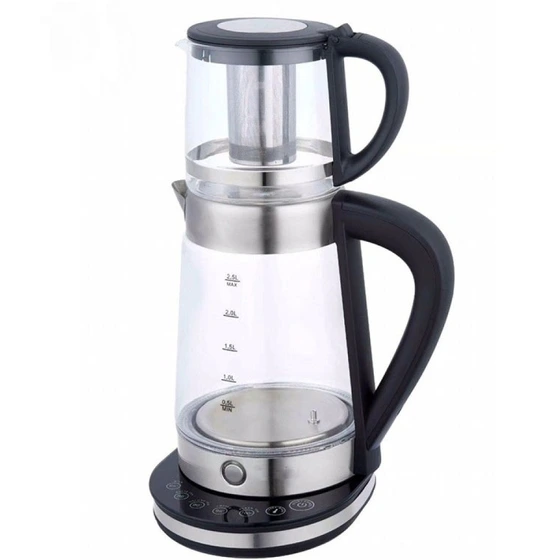 چای ساز یونیک مدل UM255 ظرفیت ۲.۵ لیتر با کتری پیرکس و پنل لمسی